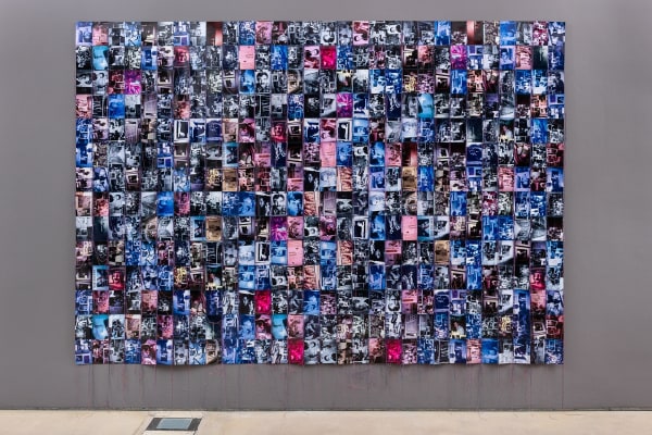 Hunter Reynolds, Jack Brusca's Bed of Angels, 2018 (1990), Photo-weaving with chromogenic prints and thread, 123.5 x 188.5 x 205 cm, 48 5/8 x 74 1/4 x 80 3/4 in