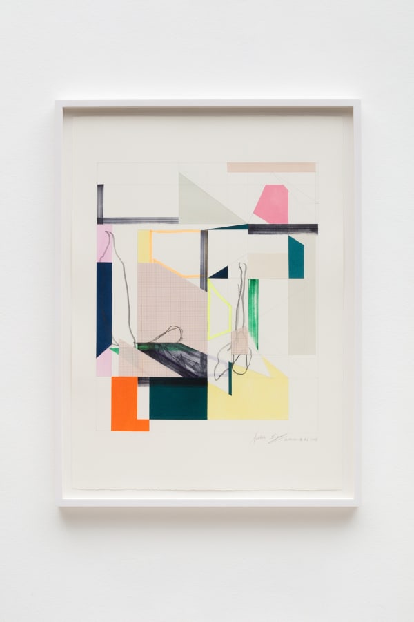 Andrew Bick, OGVDS-GW-AB #6, 2018, Watercolour, marker pen, pencil, and collage on paper, 76 x 56 cm, 29 7/8 x 22 1/8 in, Framed: 84 x 63 cm, 33 1/8 x 24 3/4 in