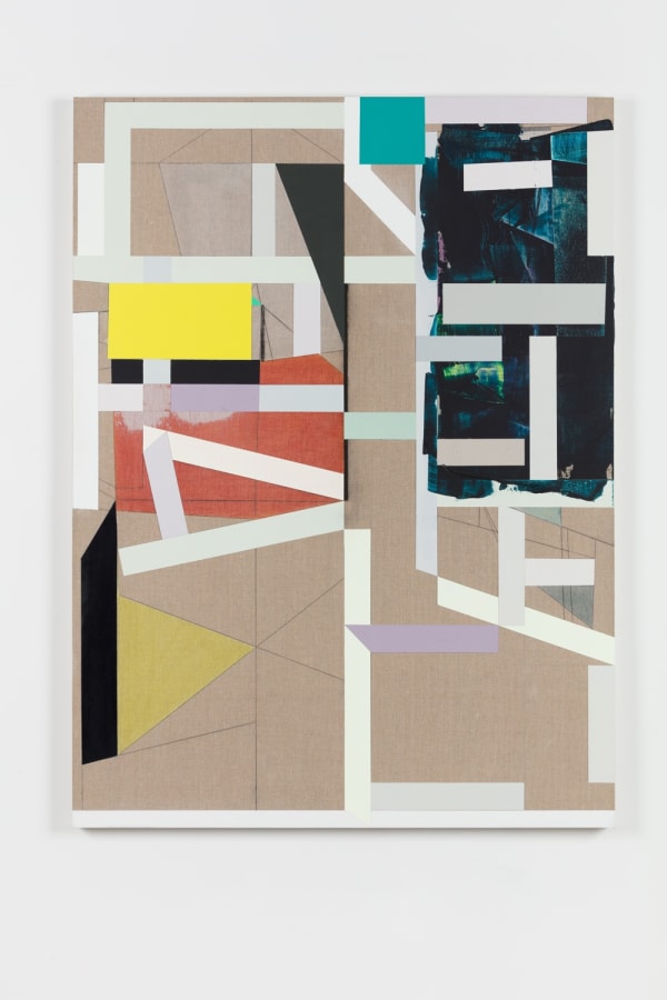 Andrew Bick, Variant t-s [flat and tilted] #2 v3, 2013-2018, Acrylic, pencil, oil, watercolour, and wax on linen on wood, 135 x 100 x 4 cm, 53 1/8 x 39 3/8 x 1 5/8 in