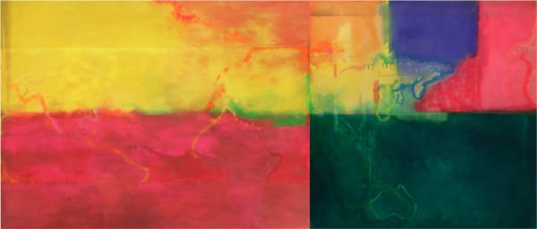 Frank Bowling, Africa to Australia, 1971, Acrylic on canvas in two (2) parts, Overall: 281 x 666 cm, 111 x 264 in