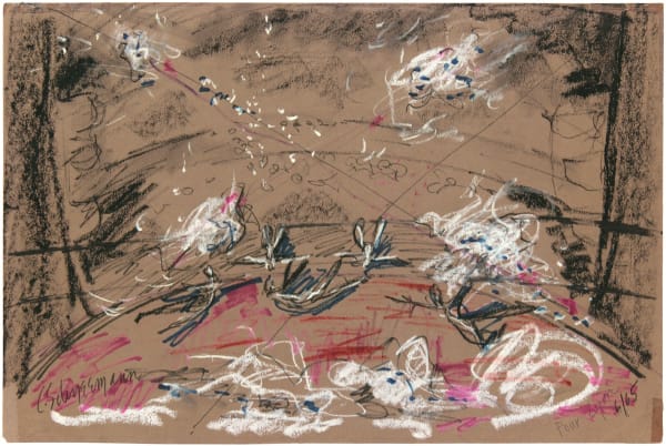 Carolee Schneemann, Water Light/Water Needle Diagram 7 (Pour Lyon), 1965, watercolour on paper, Framed: 14 1/2 x 20 1/2 x 1 1/8 in, 36.7 x 52 x 3 cm, Unframed: 12 x 18 in, 30.48 x 45.72 cm