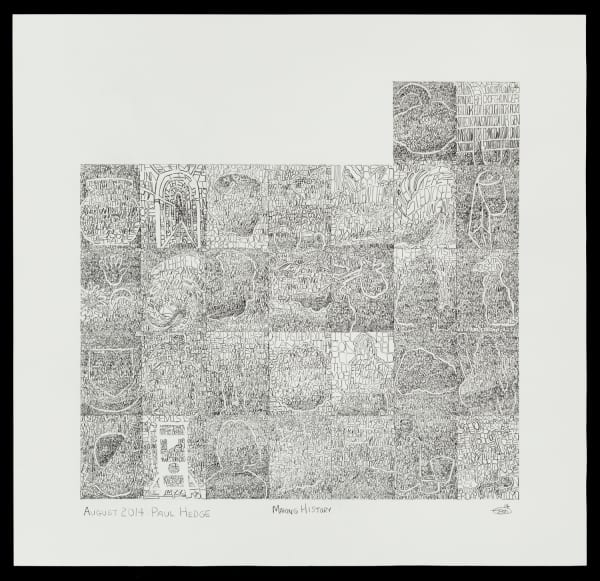 Martin Wilner, Making History: Case Histories, August 2014: Paul Hedge (verso), 2014, graphite on Bristol board, 41.9 x 43.5 cm, 16 1/2 x 17 1/8 in