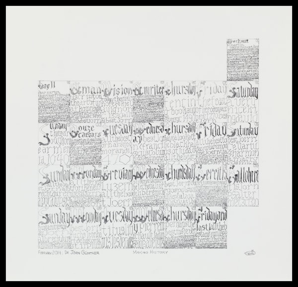 Martin Wilner, Making History: Case Histories, February 2014: Dr Jorn Gunther (verso), 2014, graphite on Bristol board, 41.9 x 43.5 cm, 16 1/2 x 17 1/8 in
