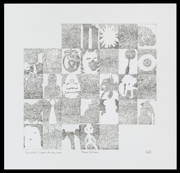 Martin Wilner, Making History: Case Histories, July 2014: Dr Robert Michels (verso), 2014, graphite on Bristol board, 41.9 x 43.5 cm, 16 1/2 x 17 1/8 in