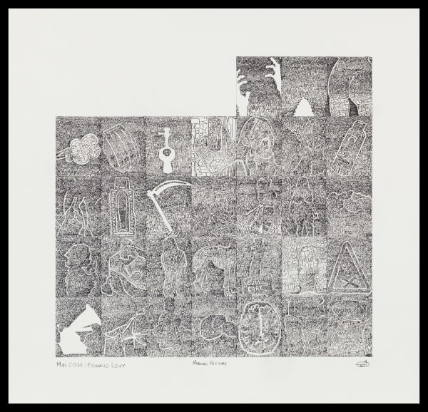 Martin Wilner, Making History: Case Histories, May 2014: Francis Levy (verso), 2014, graphite on Bristol board, 41.9 x 43.5 cm, 16 1/2 x 17 1/8 in