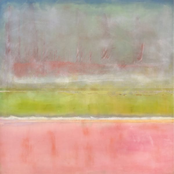 Detail of Frank Bowling For Zephyr, 1973, acrylic and spray paint on canvas, 170.5 x 170.5 cm, 67 1/8 x 67 1/8 in