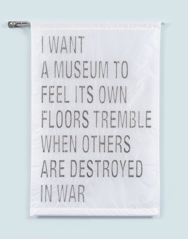 Andrea Geyer Title To Be Confirmed 2024 Nylon Single Sided Banner With Silver Appliqu Lettering 152 4 X 101 6 Cm 60 X 40 In A Gey0153 Photo By Jsp Art Photography