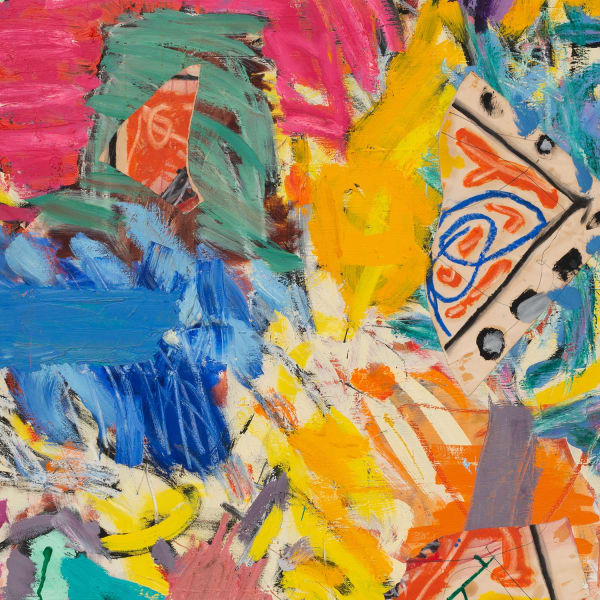 Detail of Basil Beattie, Untitled Collage, 1981, Oil and collage on canvas, 213 x 122.2 cm, 83 7/8 x 48 1/8 in