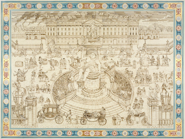 Adam Dant, Royal Drinking, 2010, Ink on paper, 256.5 x 200.5 cm, 101.06 x 79 in