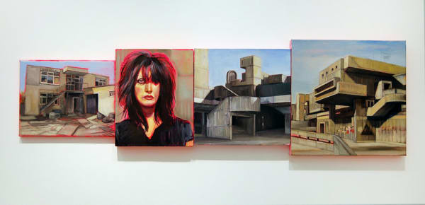 Detail of LAURA OLDFIELD FORD, Untitled (9 panel pieces), 2011, Oil on canvas, 214 x 30 cm, 84.32 x 11.82 in