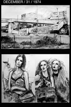 Laura Oldfield Ford, Transmissions from a Discarded Future #10, 2011, Inks on Tyvek, 239.5 x 169 cm, 94 1/4 x 66 1/2 in