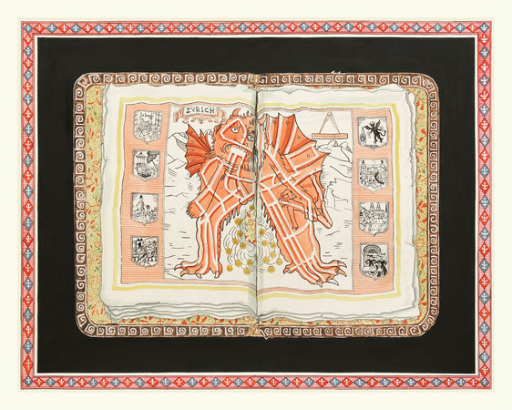 Adam Dant, Hellmouth, Zurich, 2012, Ink on paper, 132.5 x 163 cm, 52 1/8 x 64 1/8 in
