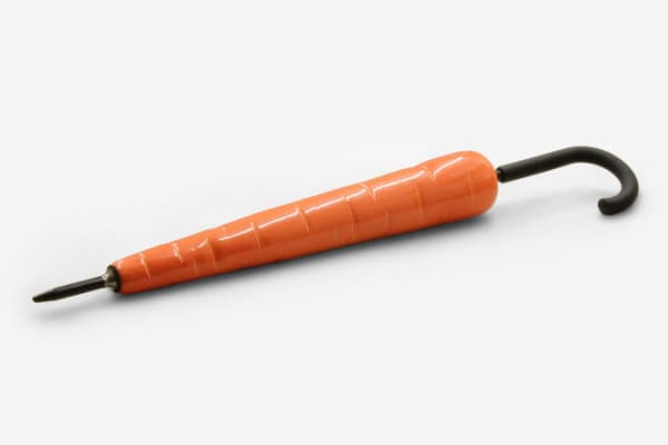 Richard Slee, Carrot and Stick, 2012, Glazed ceramic with umbrella parts, 76 x 9 x 15 cm, 29 7/8 x 3 1/2 x 5 7/8 in