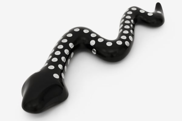 Richard Slee, Warranty Snake, 2012, Glazed ceramic with hologram stickers, 6.5 x 20 x 25 cm, 2 1/2 x 7 7/8 x 9 7/8 in