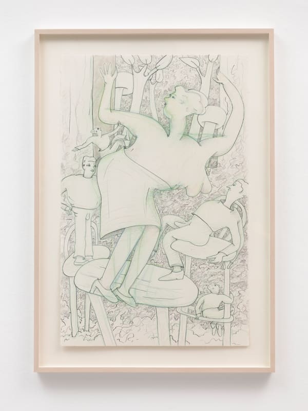 Gladys Nilsson, A Window #3, 2014, Ink, graphite and coloured pencil on paper,  Framed 119.8 x 83.9 x 5 cm 47 1/8 x 33 1/8 x 2 in