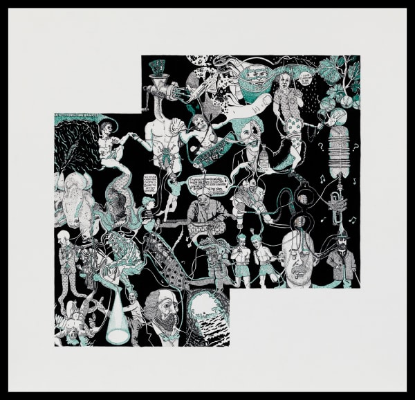 Martin Wilner, Making History: Case Histories, April 2014: Carter Foster, 2014, Pen and ink on Bristol board, 41.9 x 43.5 cm, 16 1/2 x 17 1/8 in