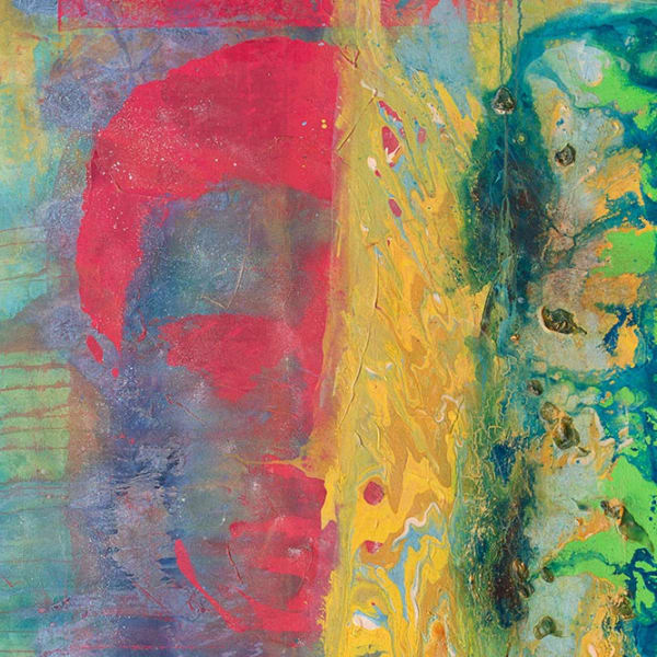 Detail of Frank Bowling, Pouring Over 2 Morrison Boys & 2 Maps II, 2016, Acrylic on canvas, 306 x 184 cm, 120 1/2 x 72 1/2 in
