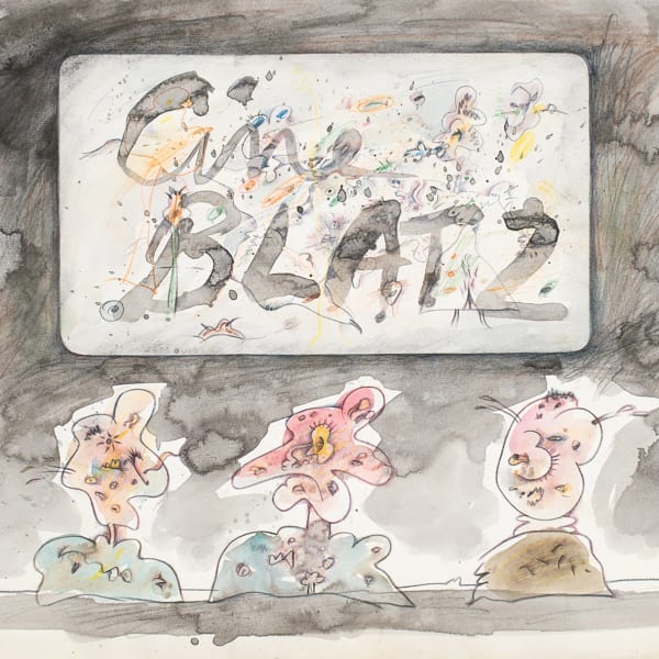 Detail of Jeff Keen, CineBLATZ, 1972, Pencil and watercolour on paper, 42 x 59 cm, 16 1/2 x 23 1/4 in