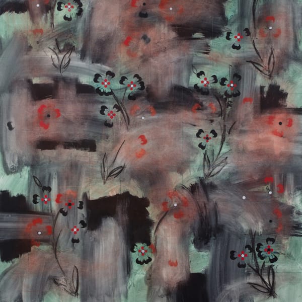 Detail of Kamrooz Aram, Ornamental Composition for Social Spaces #14, 2017, Oil, wax, oil crayon, and color pencil on canvas, 198.1 x 172.7 cm, 78 x 68 in