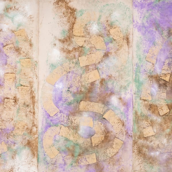 Detail of Jessica Warboys, River Wax Painting Snake, 2019, Mineral pigment and beeswax on canvas, 383 x 624 cm, 150 3/4 x 81 7/8 in
