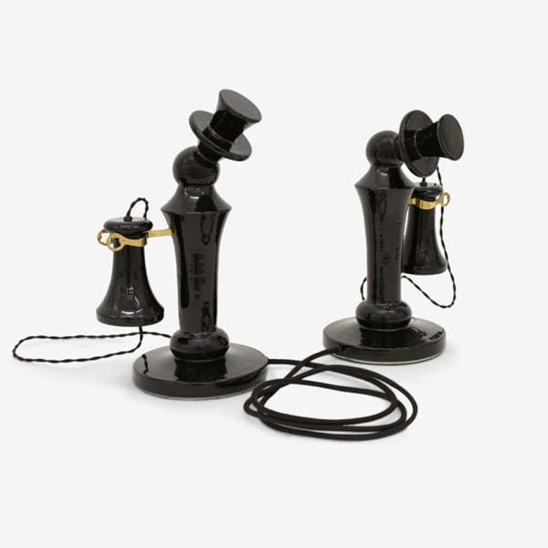 Richard Slee, Candlesticks, 2012, Glazed ceramic with telephone pieces in two (2) parts with electrical cord, Each: 37 x 20 x 16 cm, 14 5/8 x 7 7/8 x 6 1/4 in