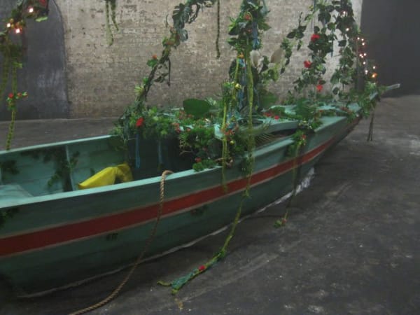 Hew Locke, Adrift, 2012/2013, Wood, metal, artificial foliage, fairy-lights, fabric, 662 x 636 x 180 cm, 260 5/8 x 250 3/8 x 70 7/8 in