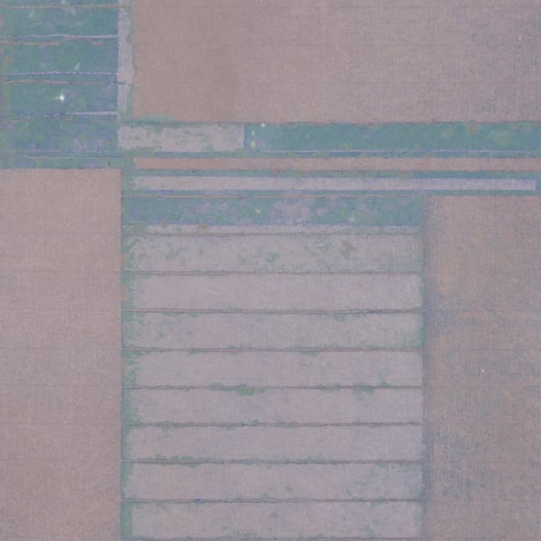 Detail of Virginia Jaramillo, Foundations 434, 1982, Linen fiber with hand-ground earth pigments, 88.9 x 63.5 cm, 35 x 25 in