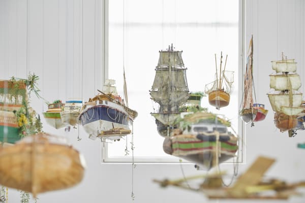 Installation view, Hew Locke: Here’s the Thing at Ikon Gallery, Birmingham UK, 2019, courtesy the artist and Ikon. Photo by Tom Bird.