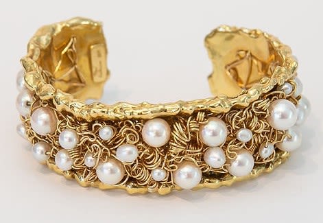 Nikki Feldbaum 18K Nugget Gold Cuff Bracelet