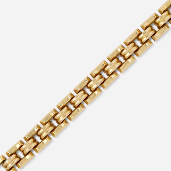 French 18K Yellow Gold Brick Link Bracelet, c. 1940's