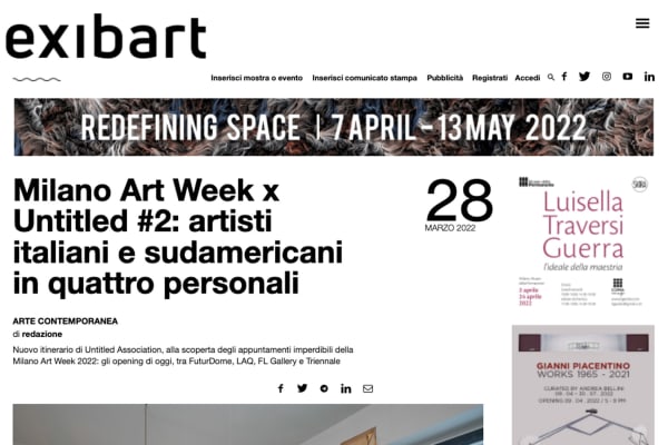 Milano Art Week x Untitled #2: artisti italiani e sudamericani in quattro personali