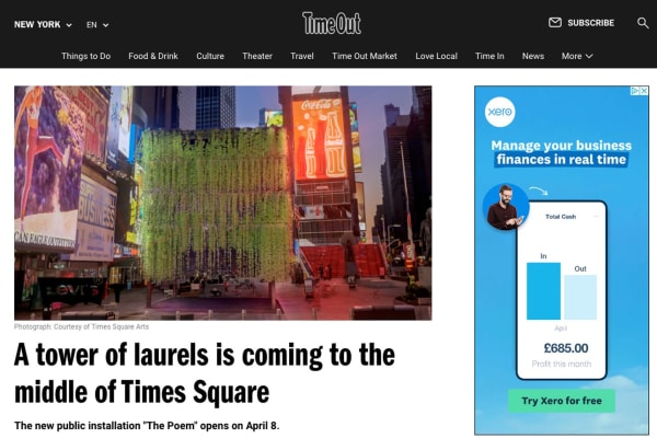 Raul Cordero. A tower of laurels is coming to the middle of Times Square