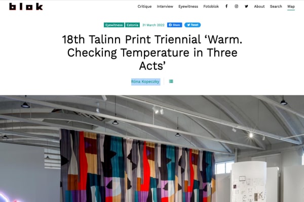 Igor Eskinja. 18th Talinn Print Triennial ‘Warm. Checking Temperature in Three Acts’