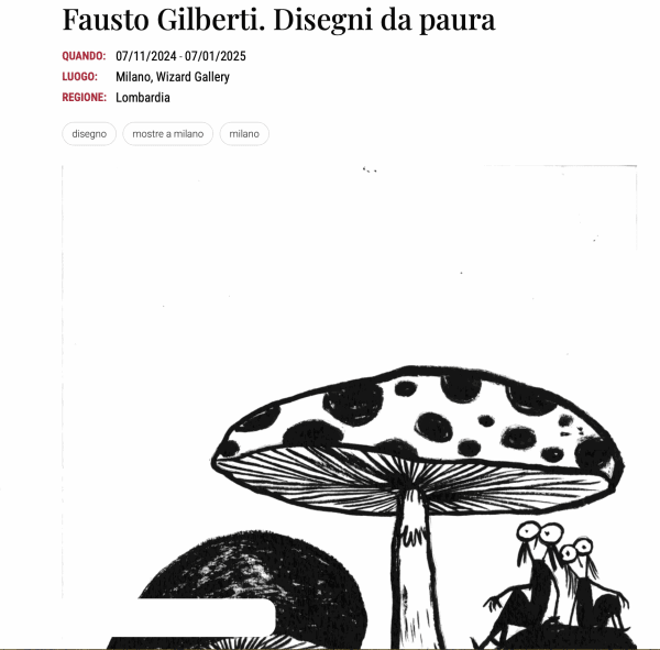 Fausto Gilberti, Funghi giganti, 2024, Chinese ink on paper, 25 x 18 cm, Courtesy Wizard Gallery