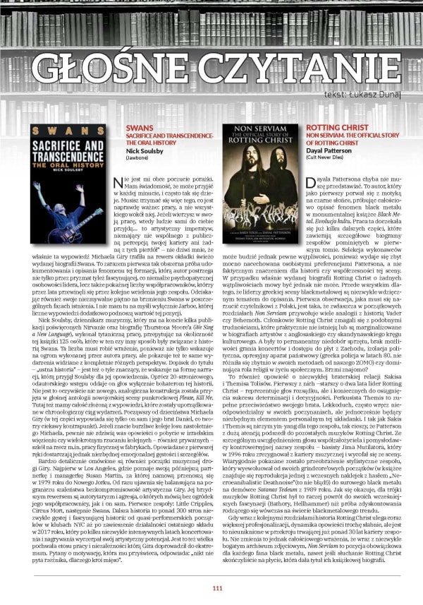 Swans: Sacrifice & Transcendence — Noise Magazine Review (Polish)