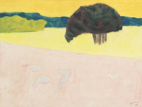Sally Michel Avery, Pink, Yellow Landscape with Tree, 1968