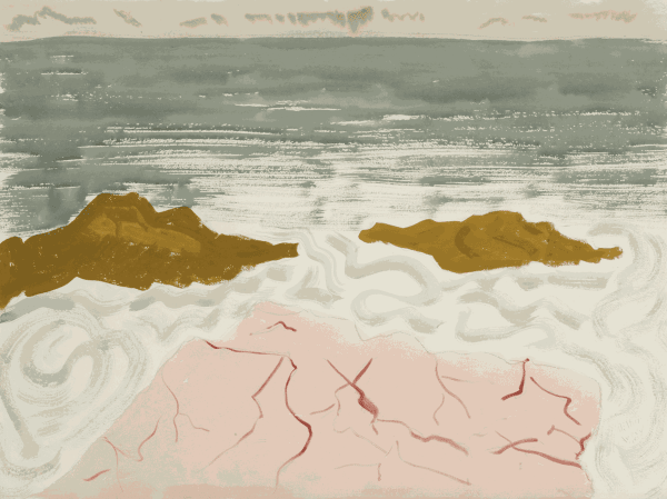 Milton Avery, Pink and Mustard Rocks, 1945