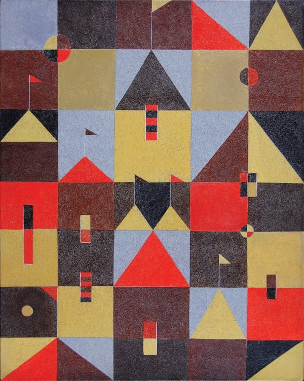 Charles Green Shaw, Rooftops and Pennants, 1942