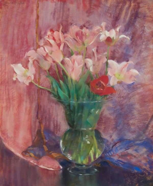 Laura Coombs Hills, Tulips in a Glass Vase, c. 1920