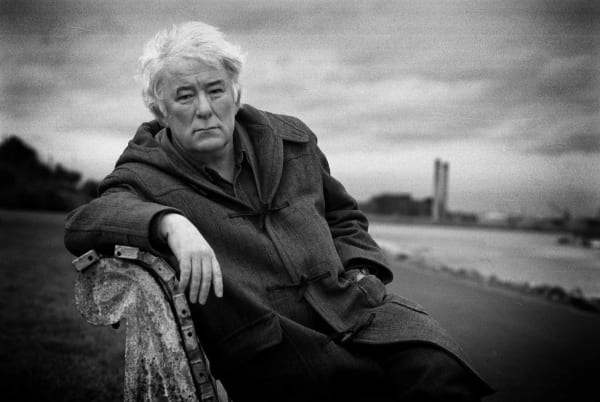 Irish poet Seamus Heaney, at Sandymount Strand, near his home in Dublin, Ireland, shortly before he won the Nobel Prize. 1995. Photo: © Eamonn Farrell.