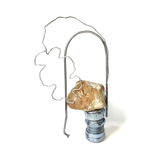 Diminish Aluminium wire, stone, found metal 190mm x 100mm x 45mm