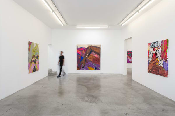 Installation view of Sarah Faux: Whatever I see I swallow at M+B, 2021