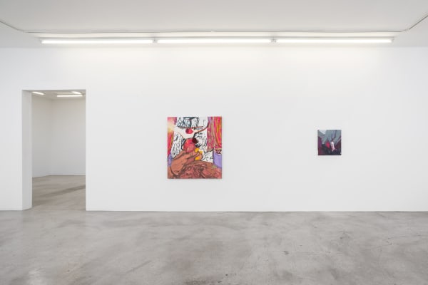 Installation view of Sarah Faux: Whatever I see I swallow at M+B, 2021