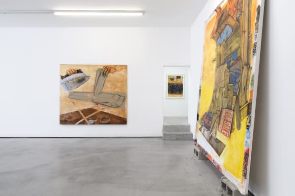 Installation view of Pat Phillips: Strange Suburb at M+B, 2023