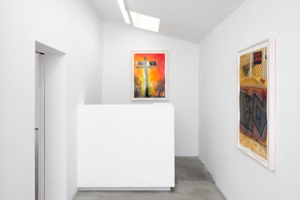 Installation view of Pat Phillips: Strange Suburb at M+B, 2023