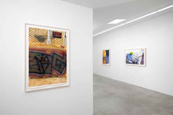 Installation view of Pat Phillips: Strange Suburb at M+B, 2023