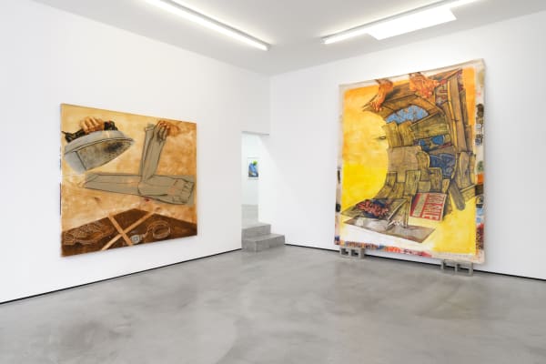 Installation view of Pat Phillips: Strange Suburb at M+B, 2023