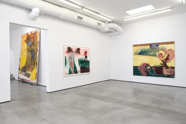 Installation view of Pat Phillips: Strange Suburb at M+B, 2023