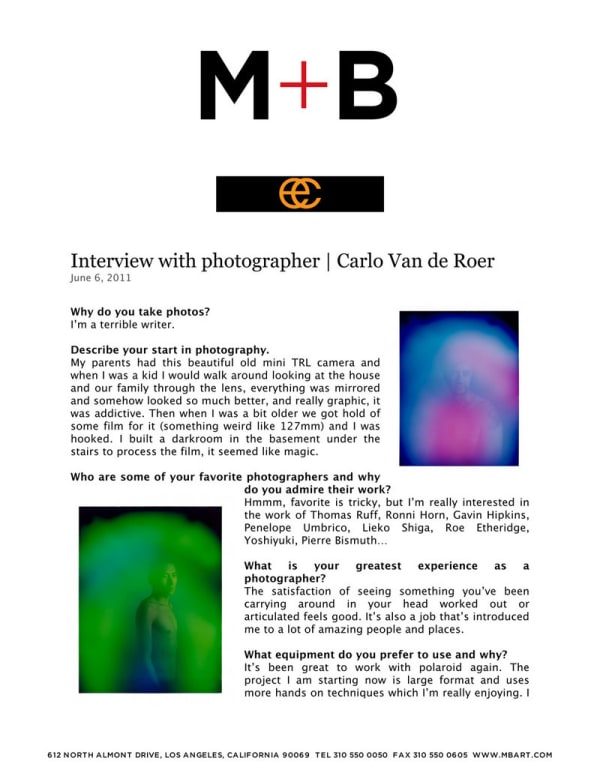 Interview with Photographer Carlo Van de Roer