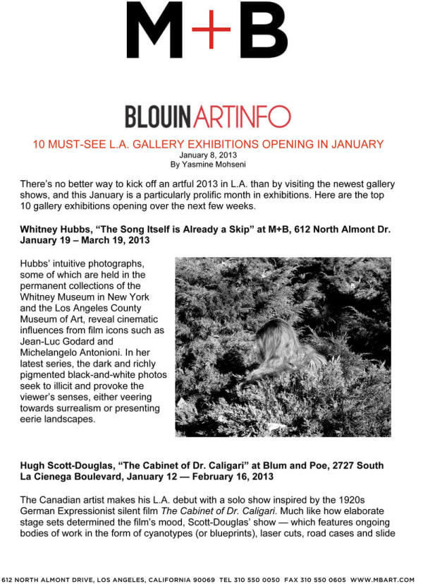 Whitney Hubbs included in ARTINFO's 10 must see L.A. Gallery Exhibitions